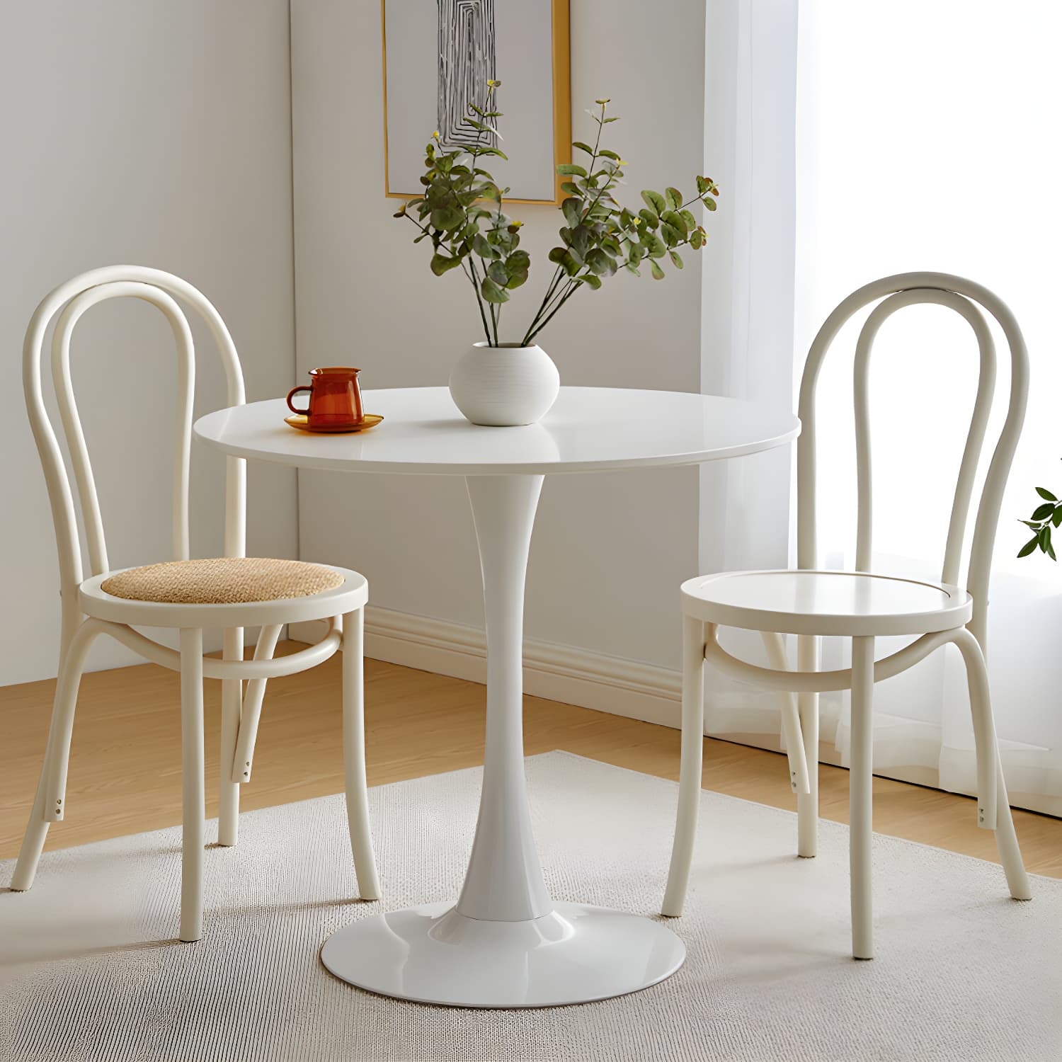 Modern Open Back Side Chair with Beech Wood Legs for Kitchen & Dining - Non-Upholstered thumbnail 14