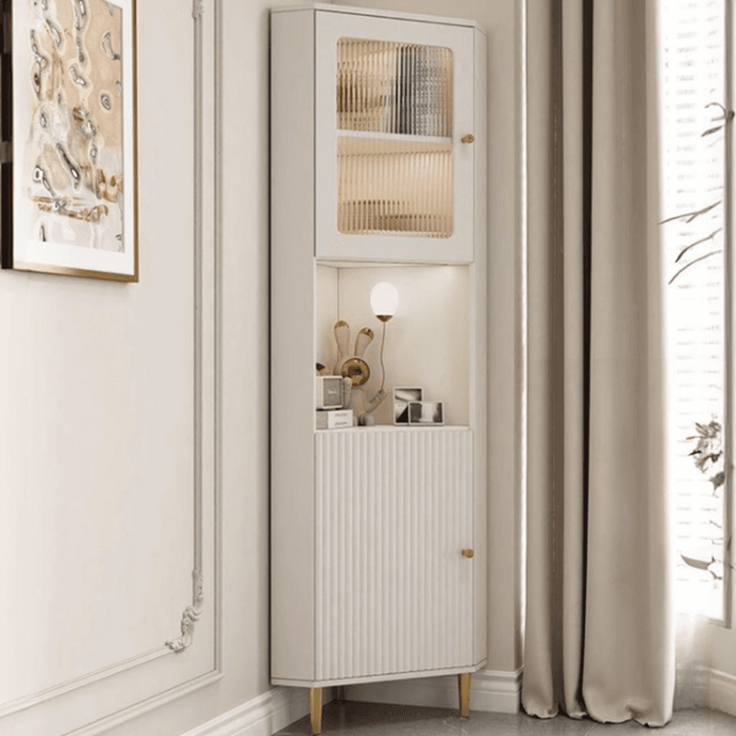 Grey/Beige Engineered Wood Utility Cabinet with Illuminating in a Modern Style thumbnail 7
