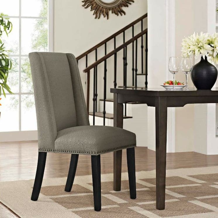 Flannel/Linen/PU Upholstered Stable Framed Armless Chair with Parsons Back and Nailhead Trim for Dinette in a Trendy Style thumbnail 8