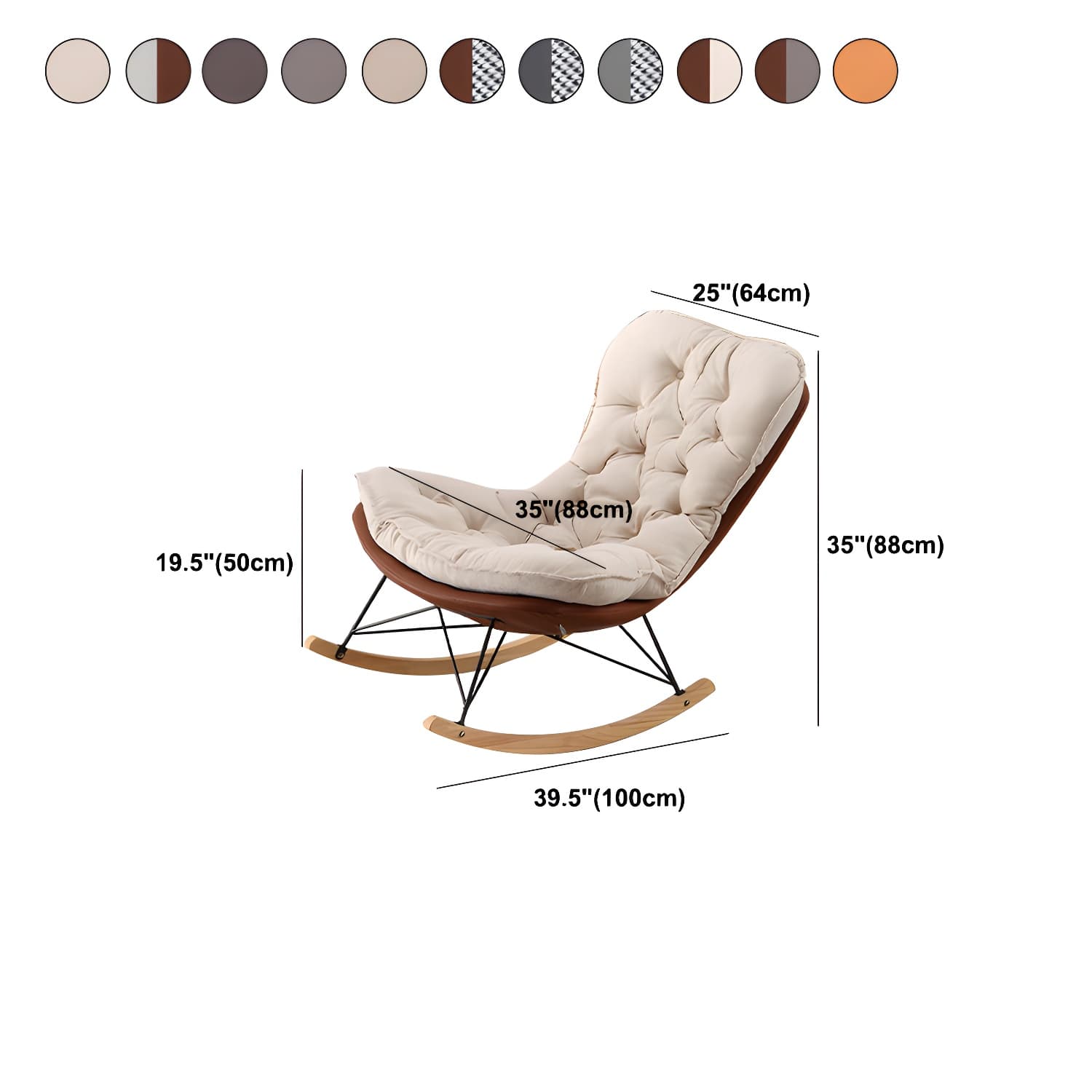 Contemporary Rocking Chair Upholstered Tufted Cushions with Light Legs Glider thumbnail 17