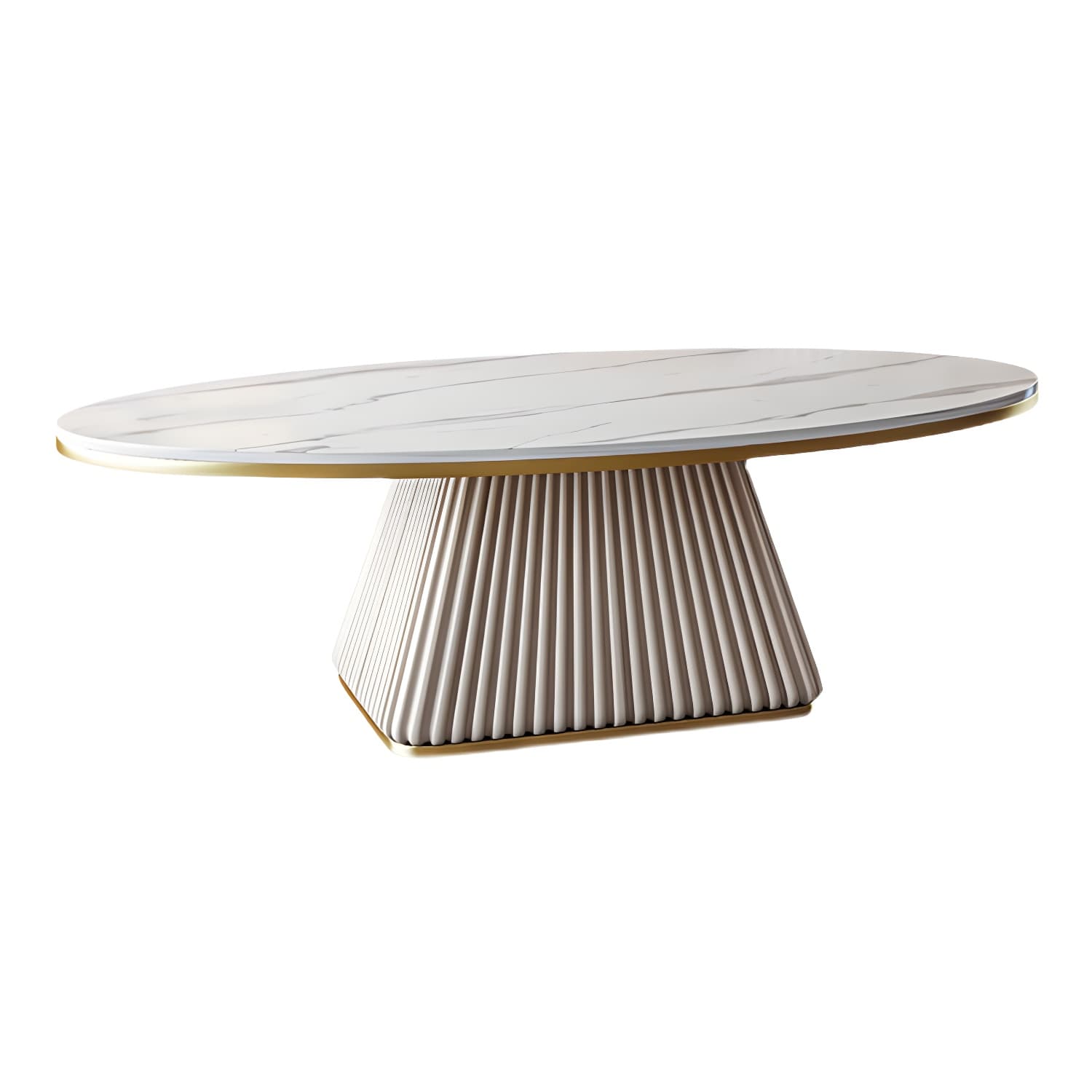 Elliptical Stone Coffee Table Pedestal 1 Single Cocktail Table - 17.72" H thumbnail 7