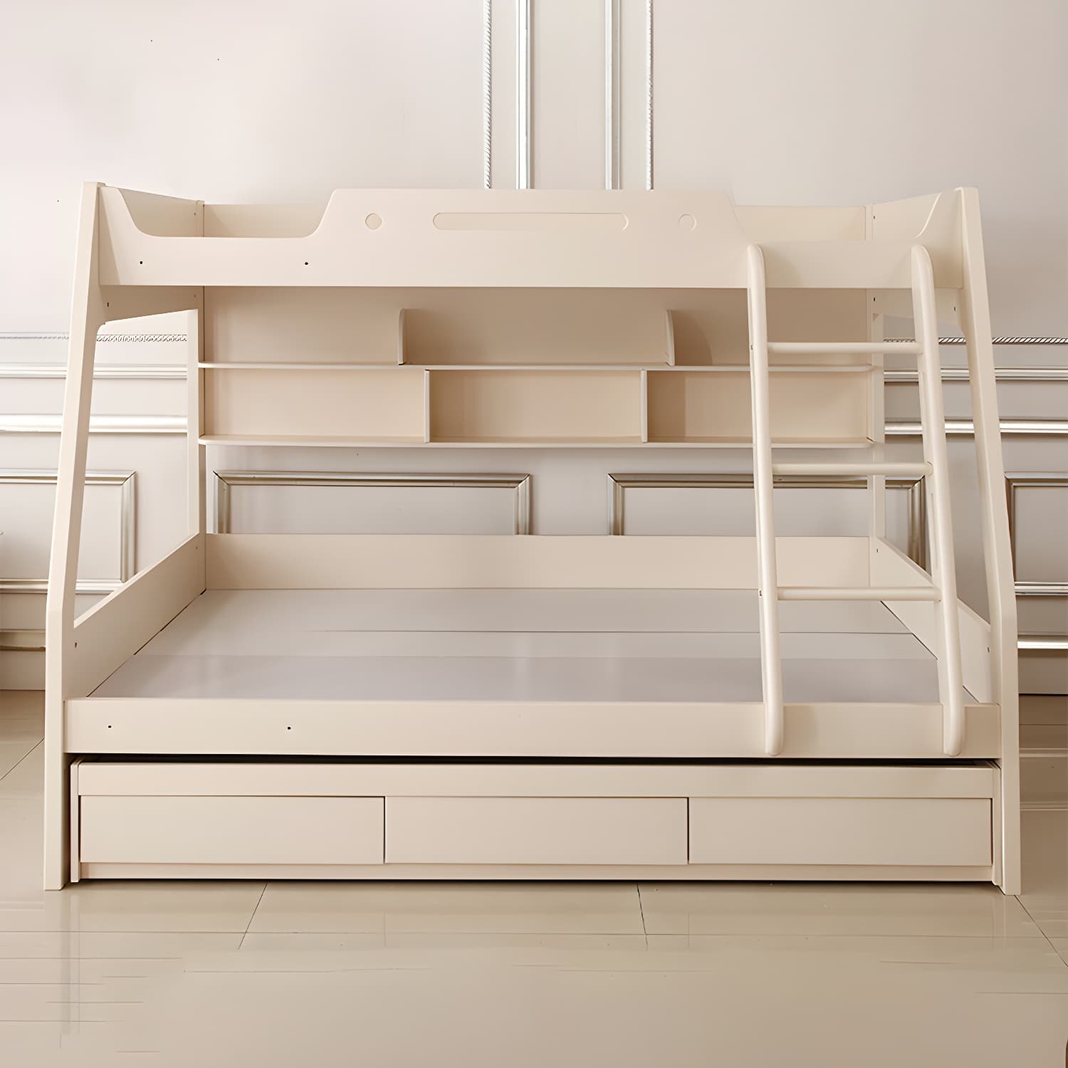 Solid Color Wood Bunk Bed Modern No Distressing Mattress Included Bunk Bed thumbnail 3