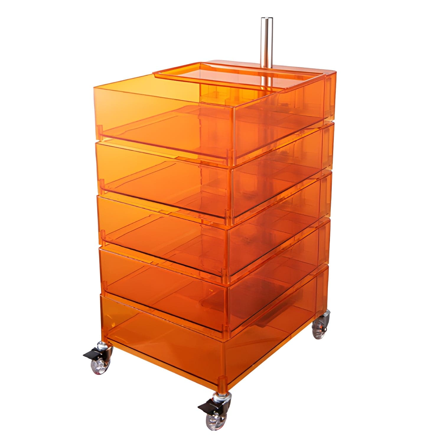 Plastic Five-Drawer Nightstand 28" H Night Table with Casters thumbnail 6