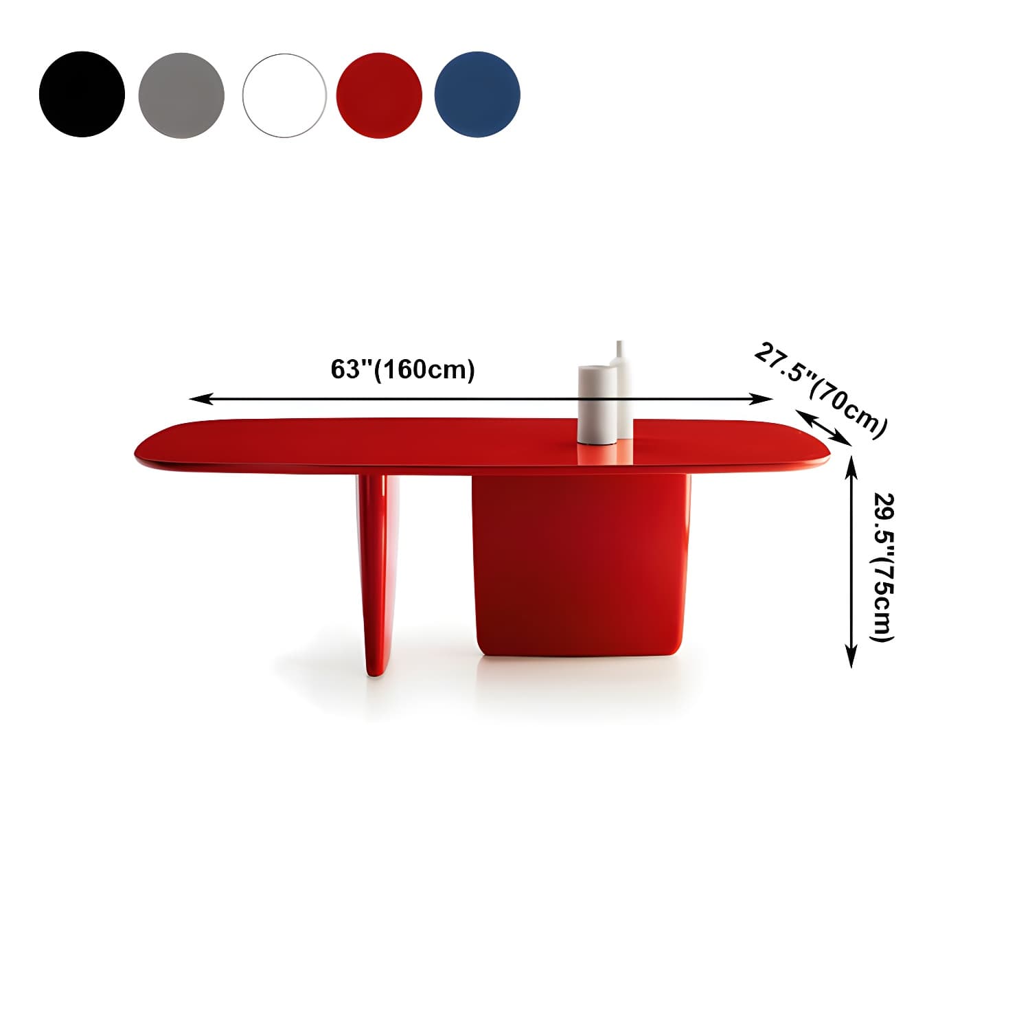 Rectangle Solid Wood Dining Table Modern Table with Double Pedestal Base thumbnail 10