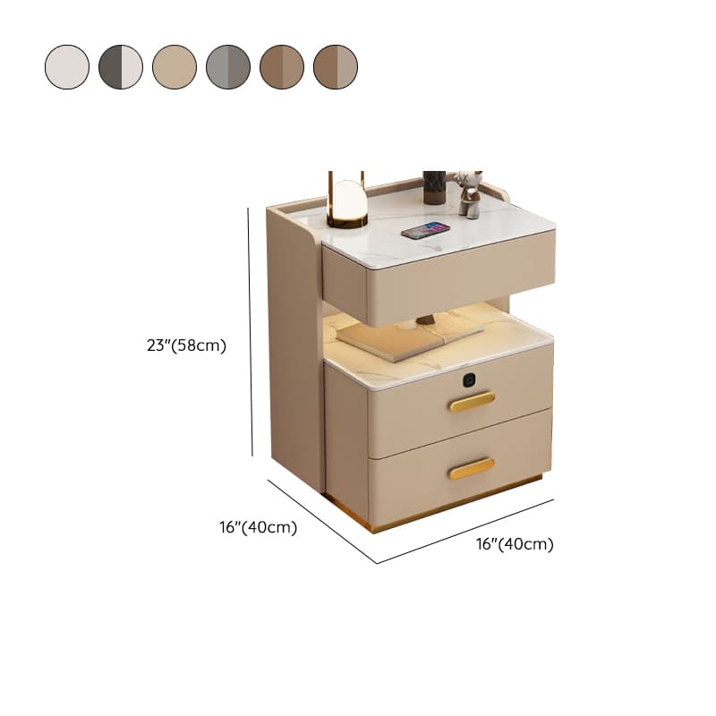 Minimalist Sintered Stone Drawer Storage Nightstand with Illumination Light thumbnail 11