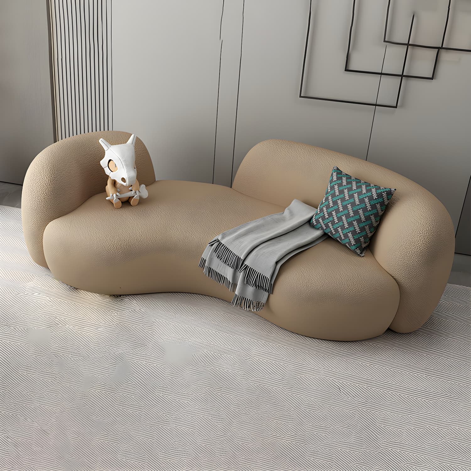 Modern Style Sofa with Curved Back and Padded Sponge Seat Sofa thumbnail 6