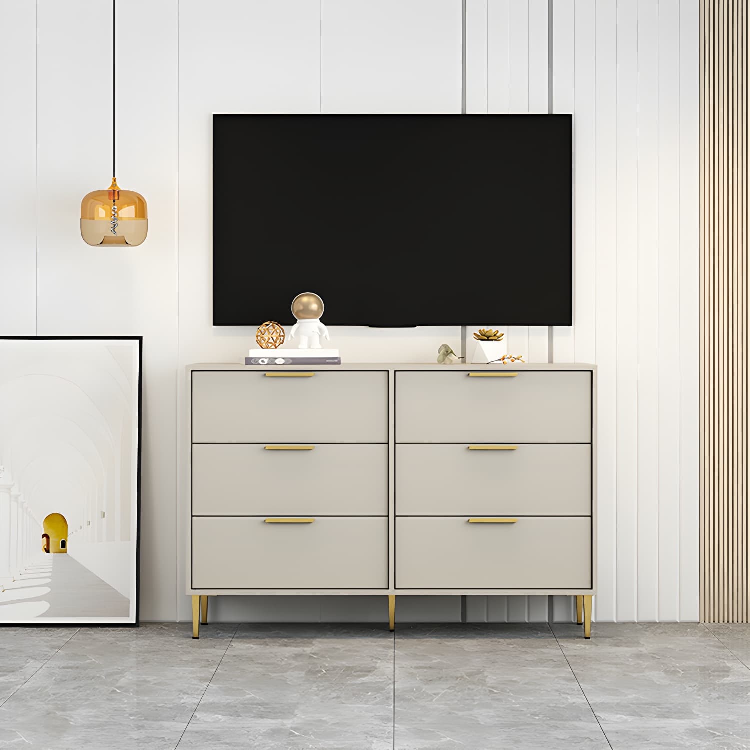 Modern Horizontal Storage Chest Dresser Wooden Storage Chest with Drawers thumbnail 13