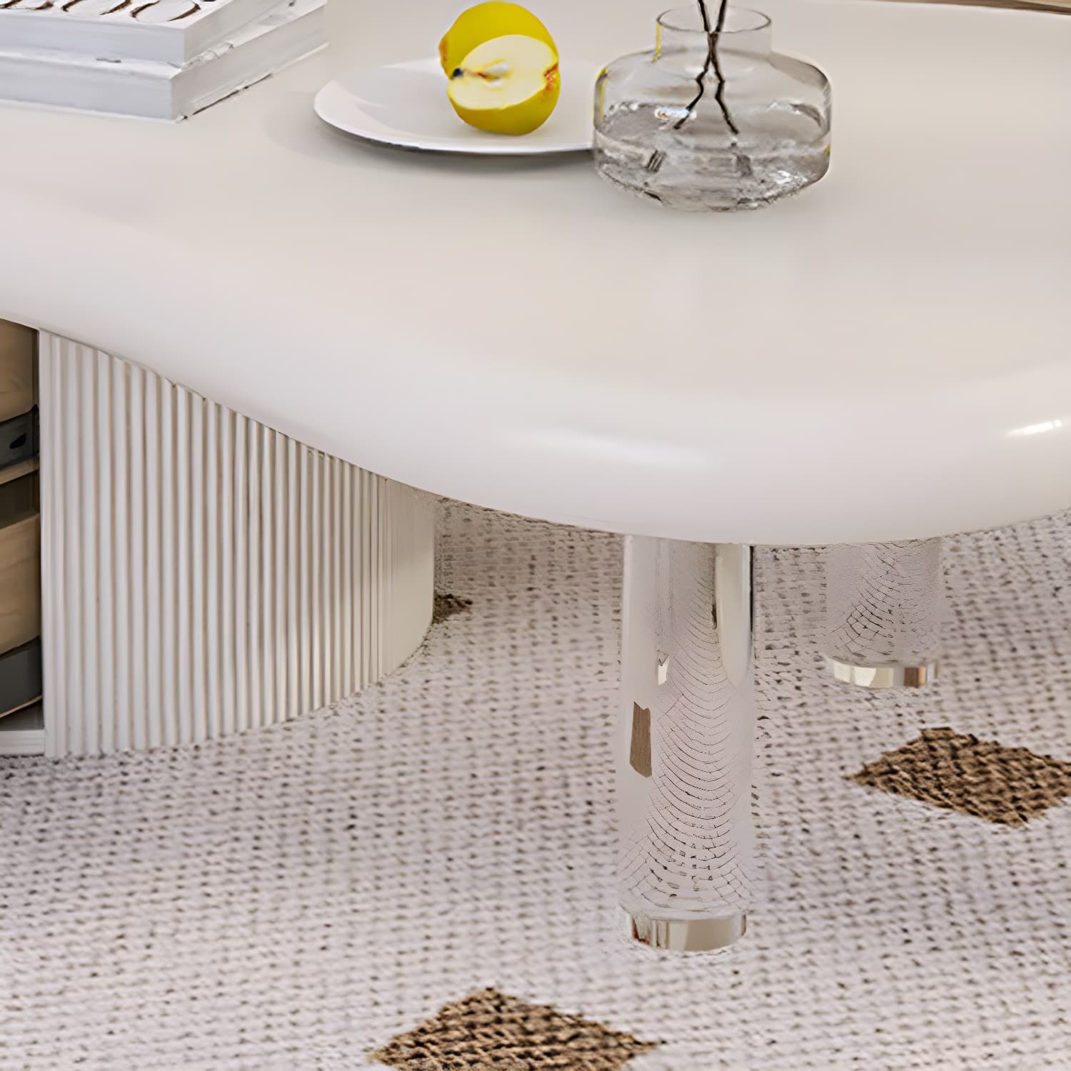 Nordic Irregular Coffee Table in White of 15.7" H with Acrylic Legs thumbnail 12