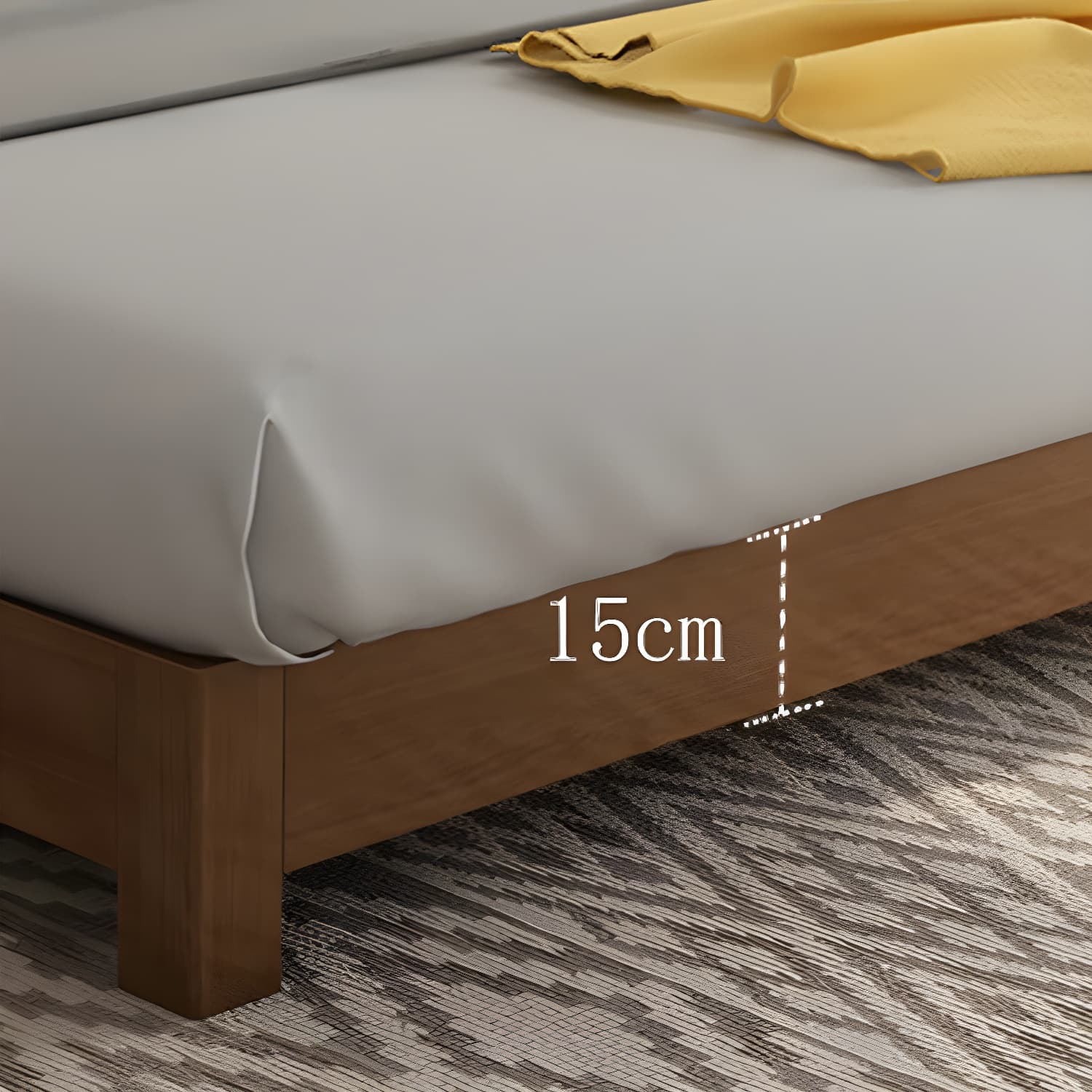 Scandinavian Solid Wood Platform Bed 9.8" H Bed Frame with Mattress thumbnail 8