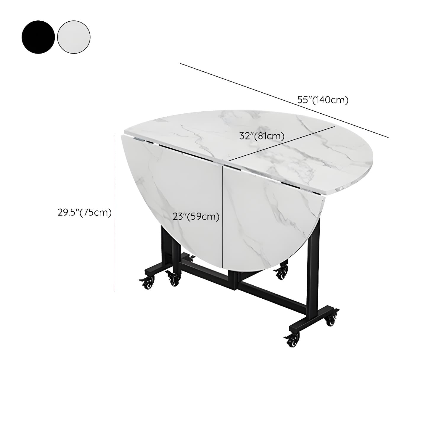 Modern Round Wood Dining Set with Collapsible Table and Leaf Extension - Metal Trestle Base in Black thumbnail 19