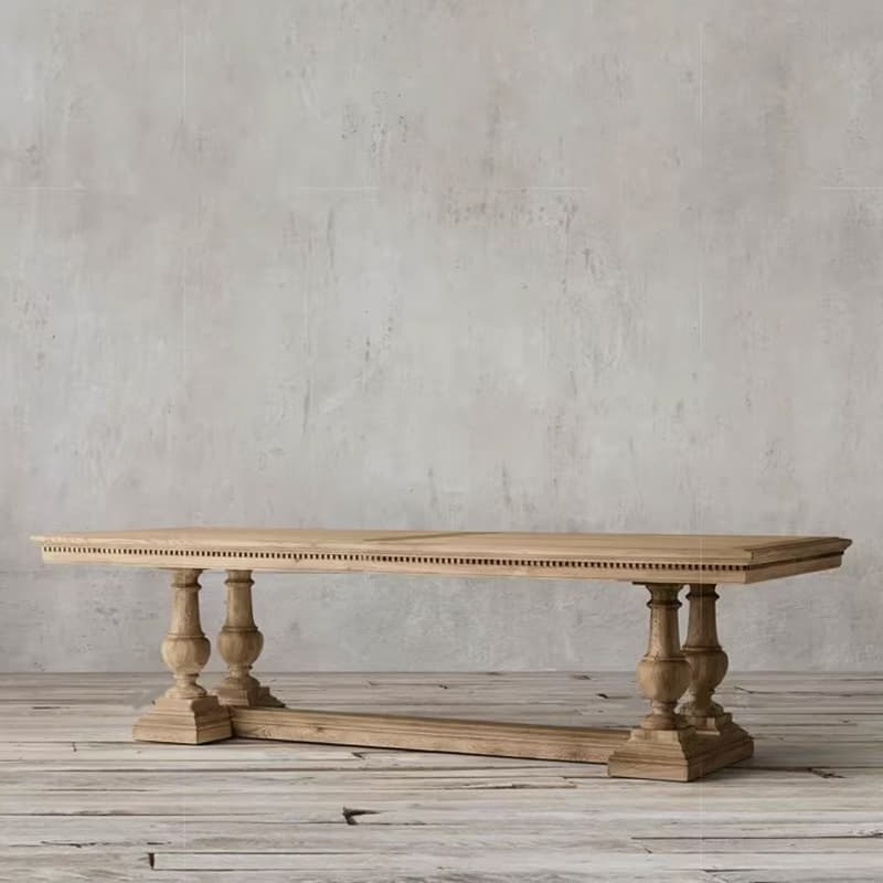 French Country Rectangle Wood Dining Table with Trestle Base, Full Assembly Needed thumbnail 7