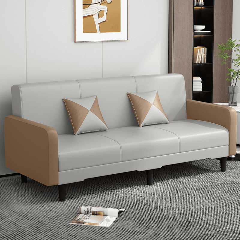 Convertible Sofa in Gray/Cerulean/Off-White with Armrest and 3 Pillows thumbnail 17