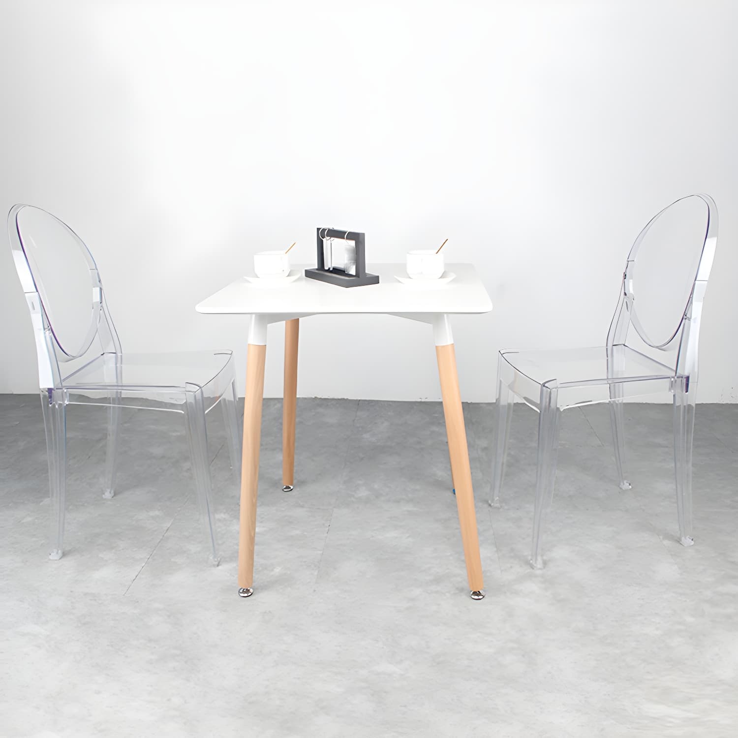 Scandinavian Winehouse Plastic Side Chair Transparent Open Dining Chair (Set of 4) thumbnail 26