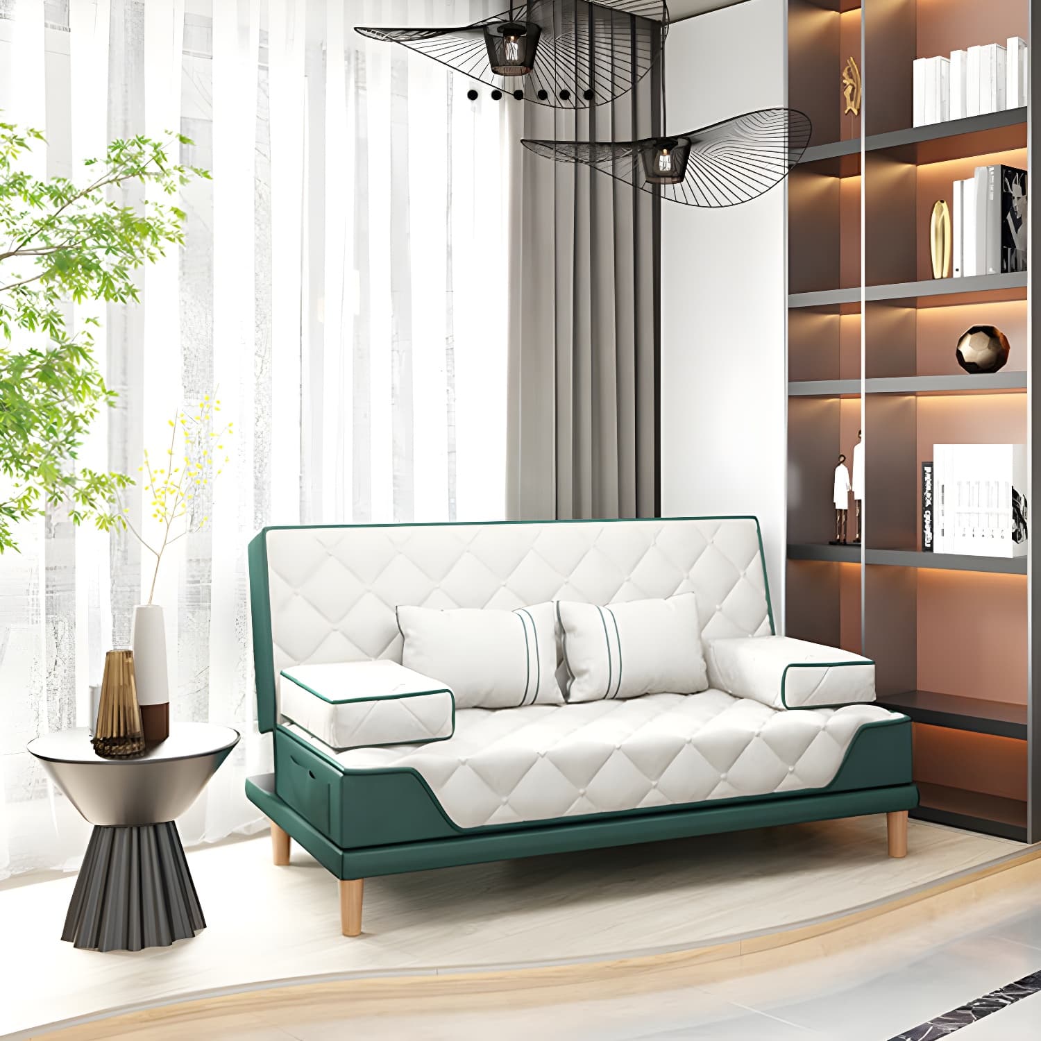 Contemporary Tight Back Convertible Sofa and Chaise with Pillow Top Arm thumbnail 11