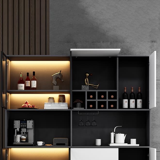 Wood Living Room Sideboard Cabinet Modern Credenza with Storage and Glass Door thumbnail 9