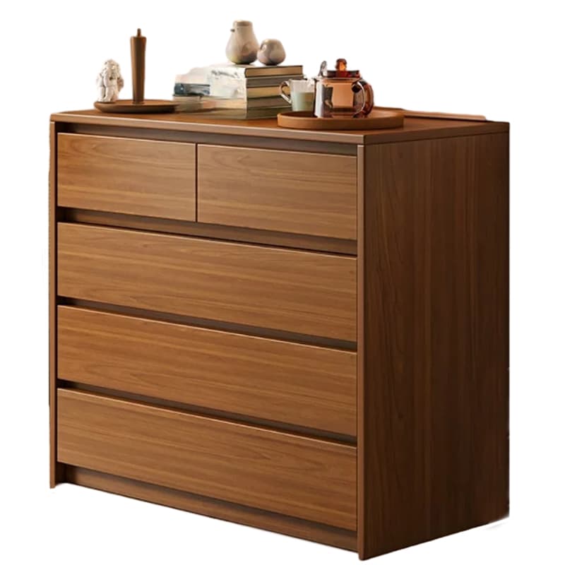 Elegant Brown Wood Double Dresser with Drawers, Modern Style thumbnail 5