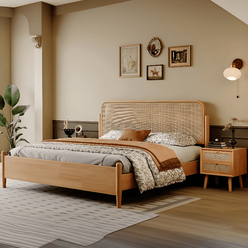 Natural Color Solid Color Panel Bed for Bedroom thumbnail 1