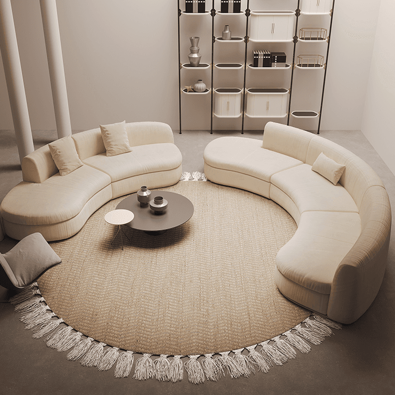 Natural Wood Bow Front Corner Sectional 7 Person/for 5/for 6 with Concealed Support thumbnail 3