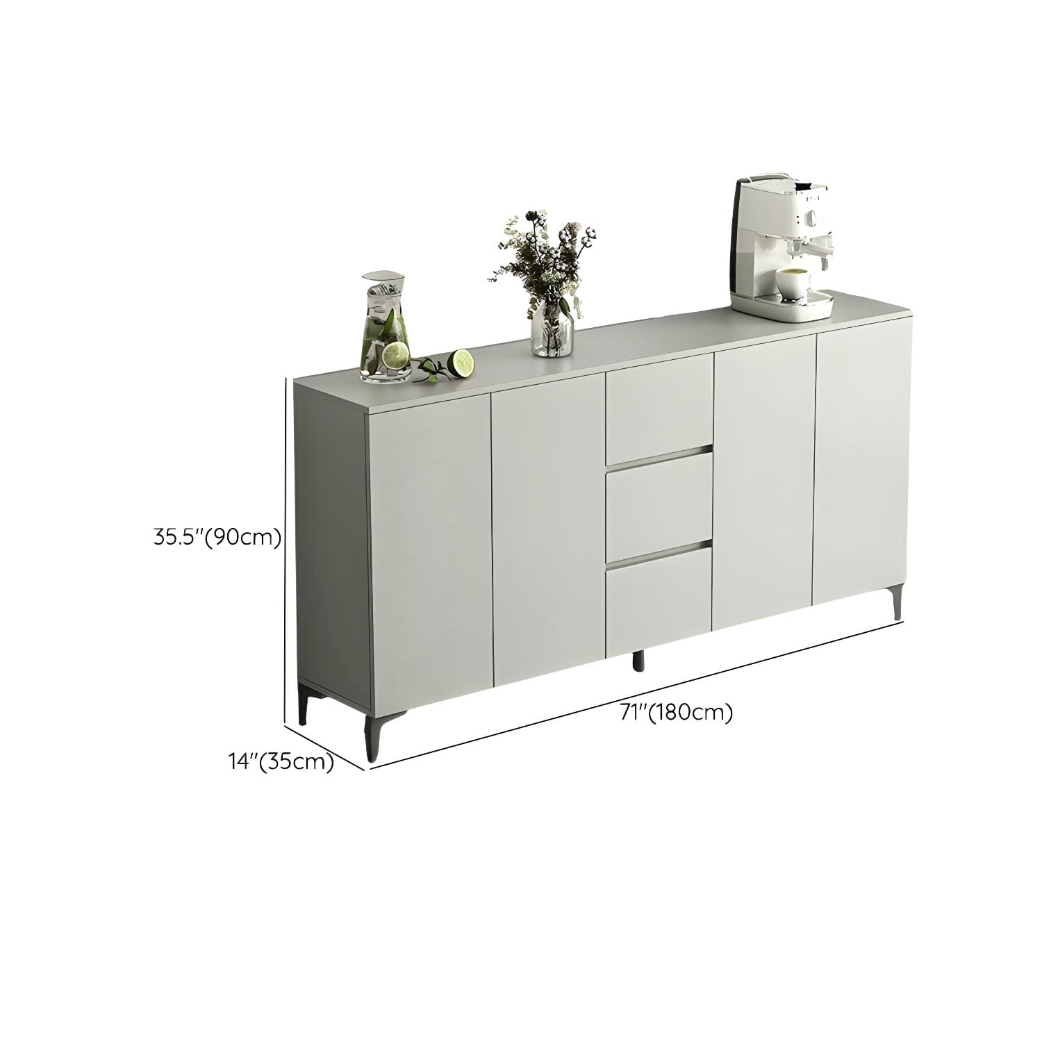 Contemporary Living Room Stone Top Sideboard with Doors and Drawers thumbnail 19