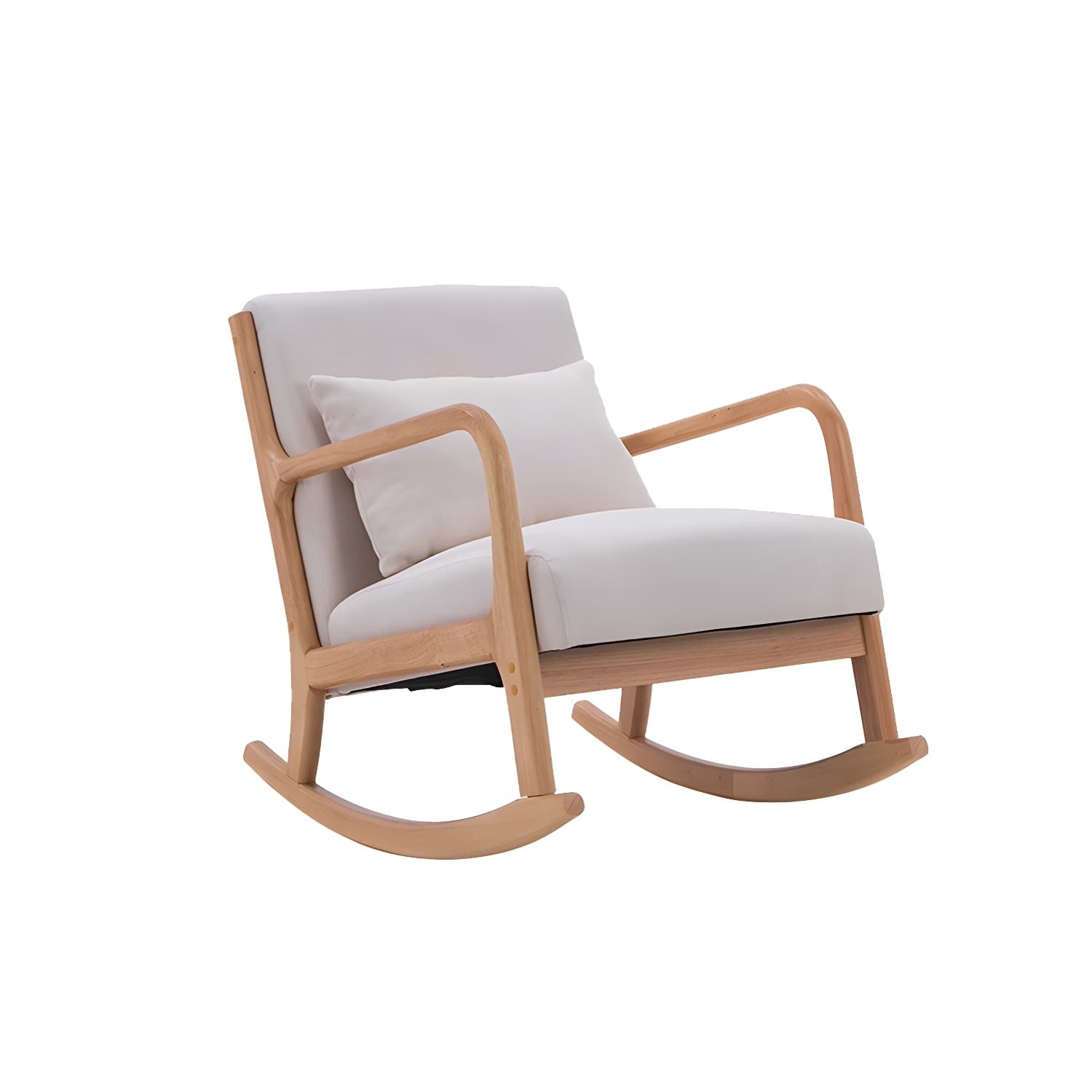 Mid-Century Modern Rocking Accent Chair with Solid Wood Frame and a Pillow thumbnail 12