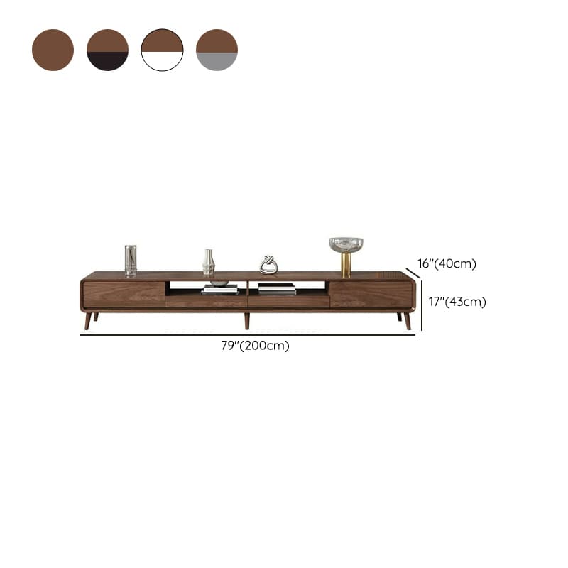 4-Drawer Modern Wood TV Stand with Open Storage and Cable Management thumbnail 14