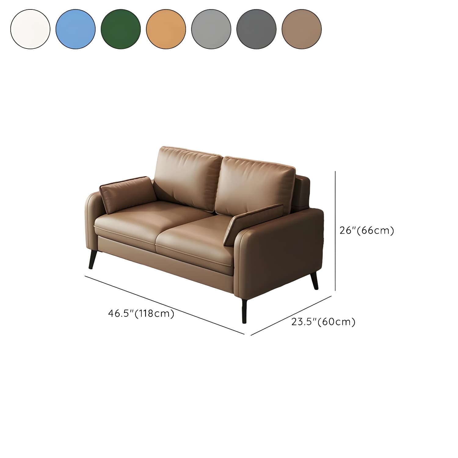 2-Seater Modern Cushioned Sofa with Bolster Pillows for Living Room thumbnail 18