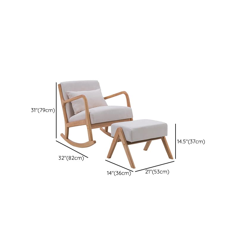 Indoor Use White Cotton Stationary Rocking Chair with Back & Arm thumbnail 14