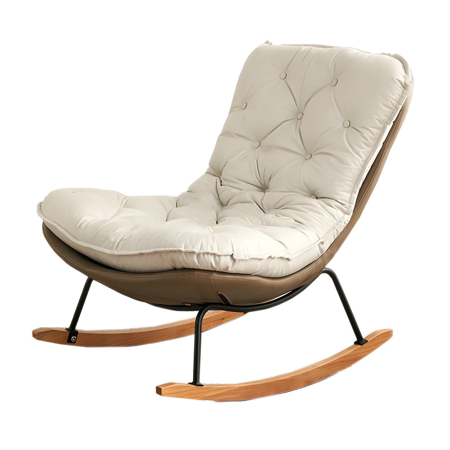 Stylish Modern Metal Rocking Chair with Tufted Upholstery and Stain-Resistant, Removable Cushions thumbnail 4