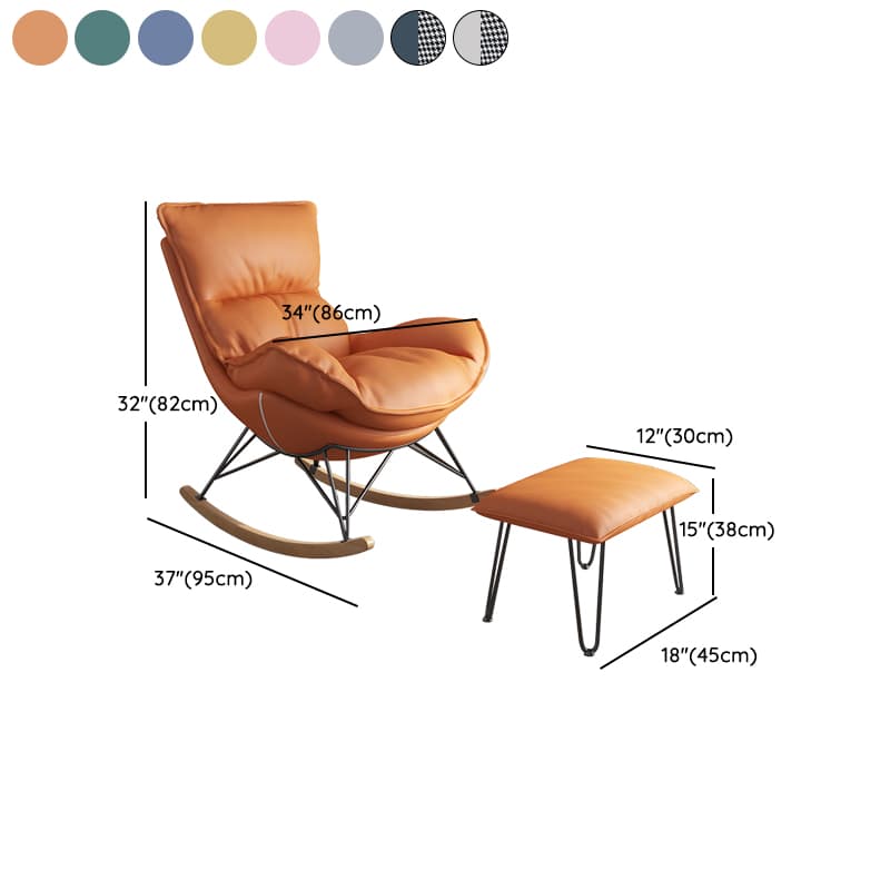 Modern Water Proof Cerulean/Dove Grey/Olive Green Upholstered Living Room Rocking Chair with Upholstered Footstool thumbnail 17