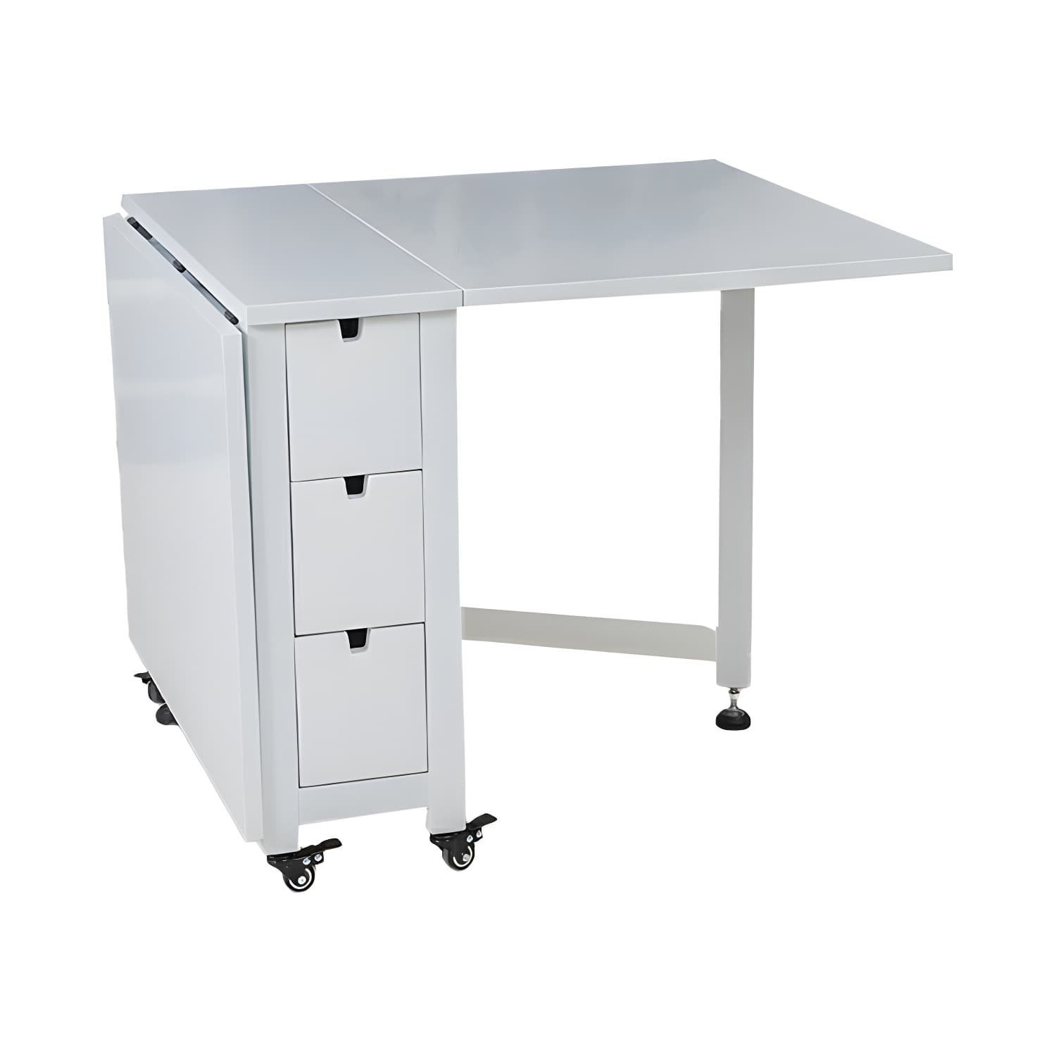 Modern Birch Wood Drop Leaf Rectangle Kitchen & Dining Table with Pedestal Base and Storage Included thumbnail 14