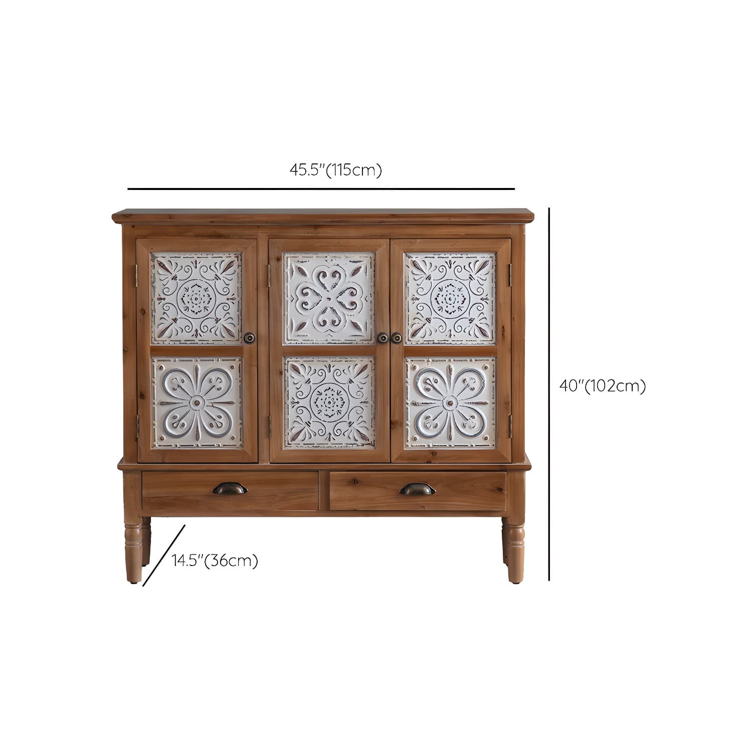 Industrial Accent Cabinet in Natural with Solid Wood Door and Drawers thumbnail 15