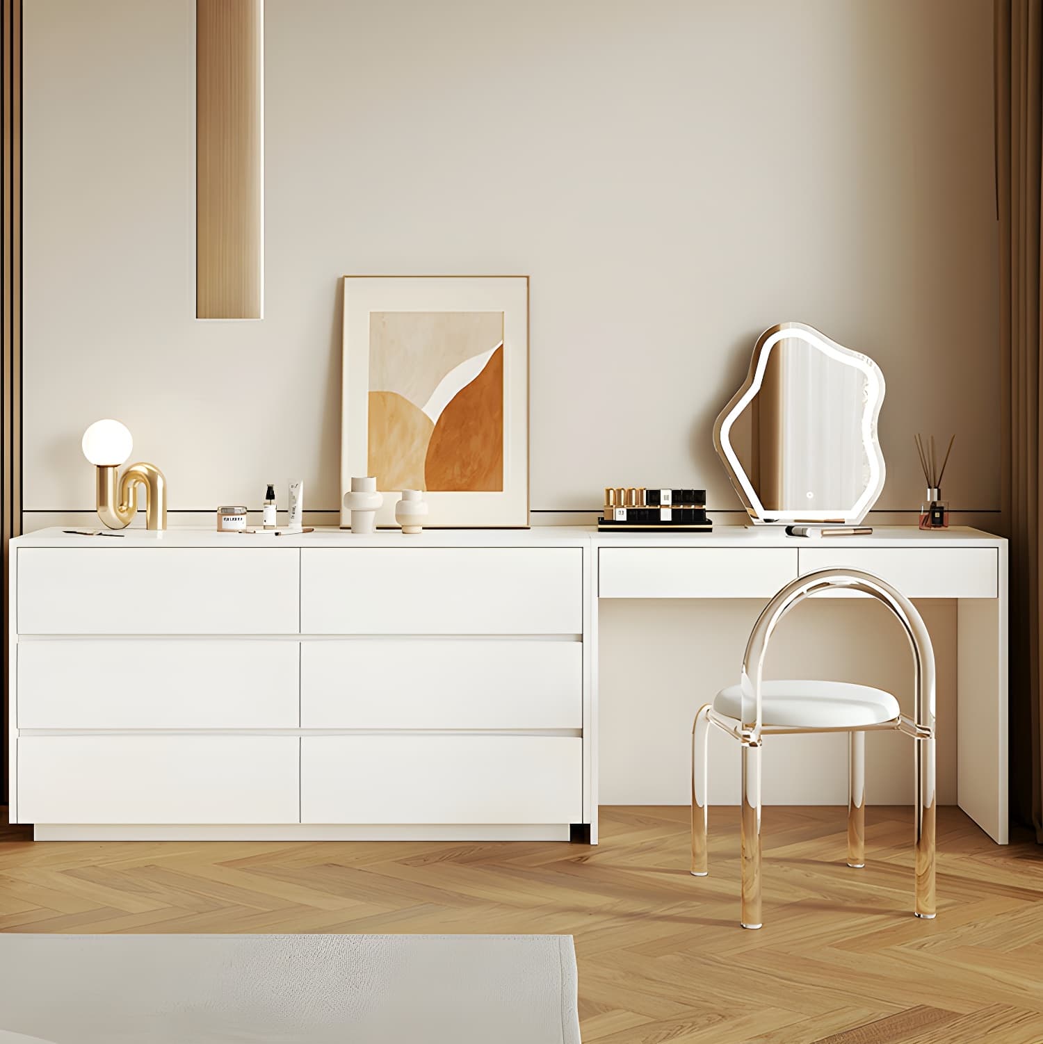 Modern Wood Vanity with Drawers, Large Size, Soft Close Glides, 40cm Width, 75cm Height thumbnail 3