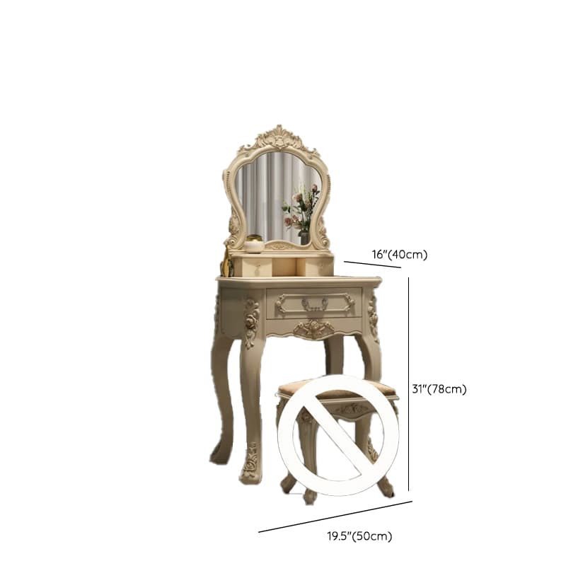 Standard/Small/Large Retro Cream Timber Vanity Set with Chair & Standing Mirror thumbnail 8