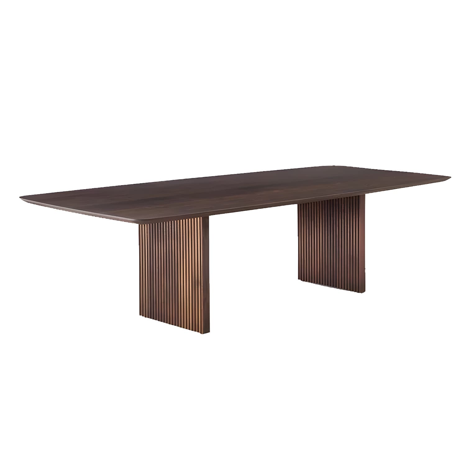Matte Finish Dining Table with Double Pedestal Pine Wood Dinette Table for Kitchen thumbnail 7