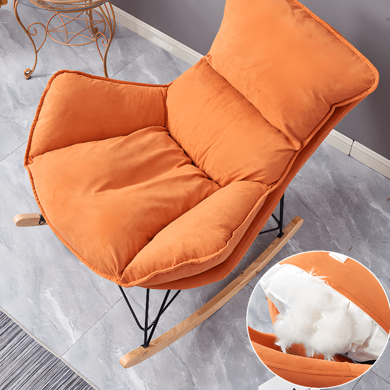 2-piece Stain Resistant Padded Rocking Accent Chair in Apricot Color with Footstool and Lumber Base in a Simple Style thumbnail 16