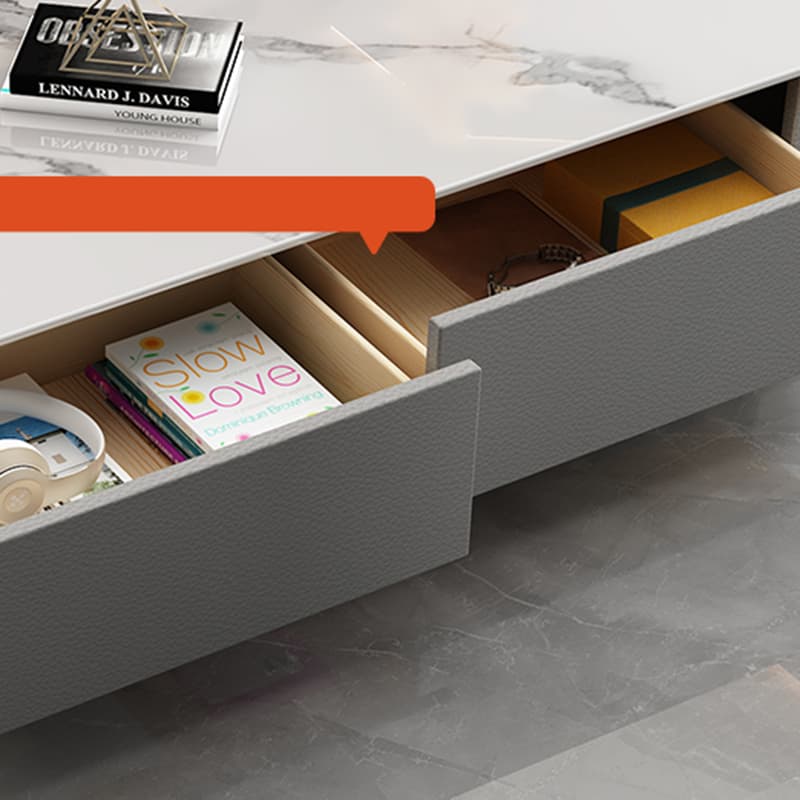Four Leg Non-Upholstered Modern Metal Coffee Table with Storage and Drawers Standard Size thumbnail 7