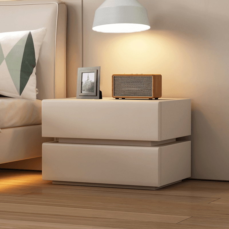 Art Deco Style Bedside Cabinet Nightstand with 2 Drawers and Pine Countertop thumbnail 4