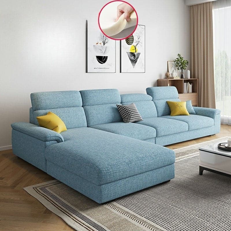 5-Seater Modish Left L-Shape Sofa Chaise with Natural Wood Frame thumbnail 4