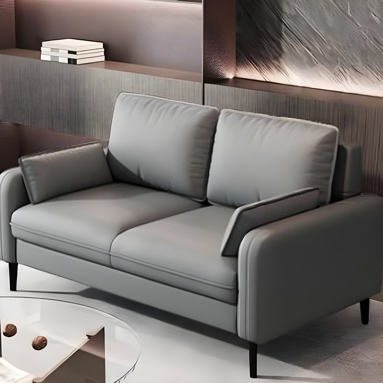 2-Seater Modern Cushioned Sofa with Bolster Pillows for Living Room thumbnail 6