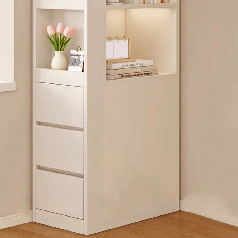 Modern Simple Style Rectangular Detached Decorative Cabinet with 3 Exterior Shelves, Composite Wood Countertop in Chalk, and Soft Close Drawer thumbnail 8