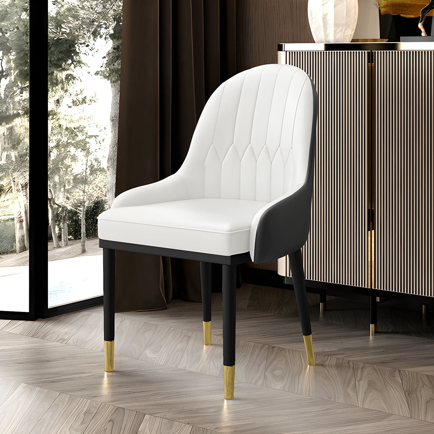 Leather Kitchen Side Chair 19'' Wide Dining Parsons Chair for Restaurant thumbnail 7