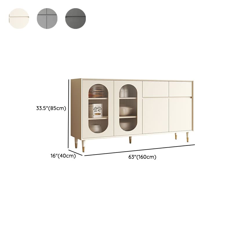 Wood Glam Sideboard Credenza with Glass Doors and Drawers, 40cm Overall Width, 85cm Overall Height thumbnail 19