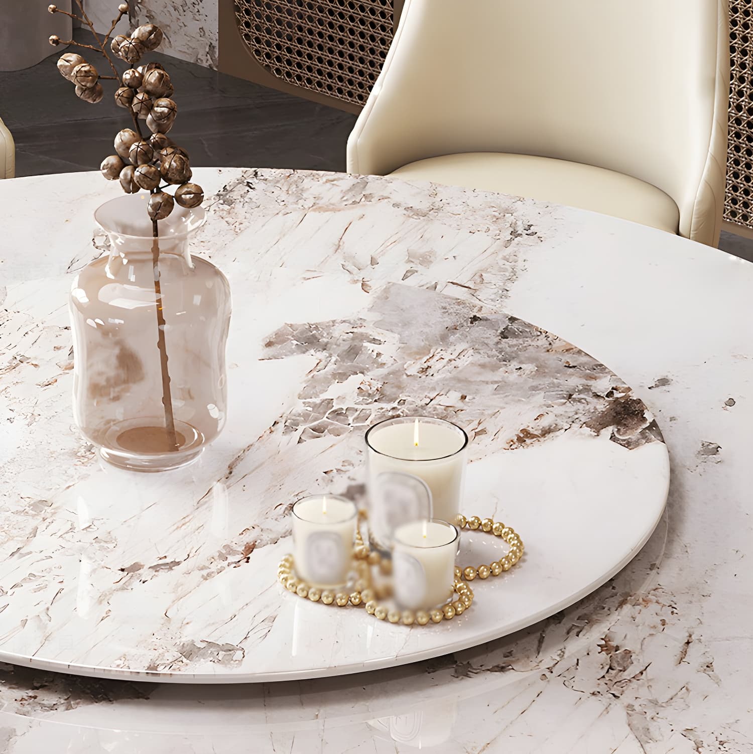 Glam 1/3/4/5/7 Pieces Dining Sets Round Dining Room Table Set thumbnail 6