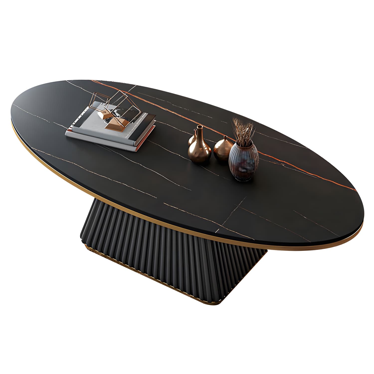 Glam Pedestal Cocktail Table Oval Coffee Cocktail Table for Home thumbnail 6