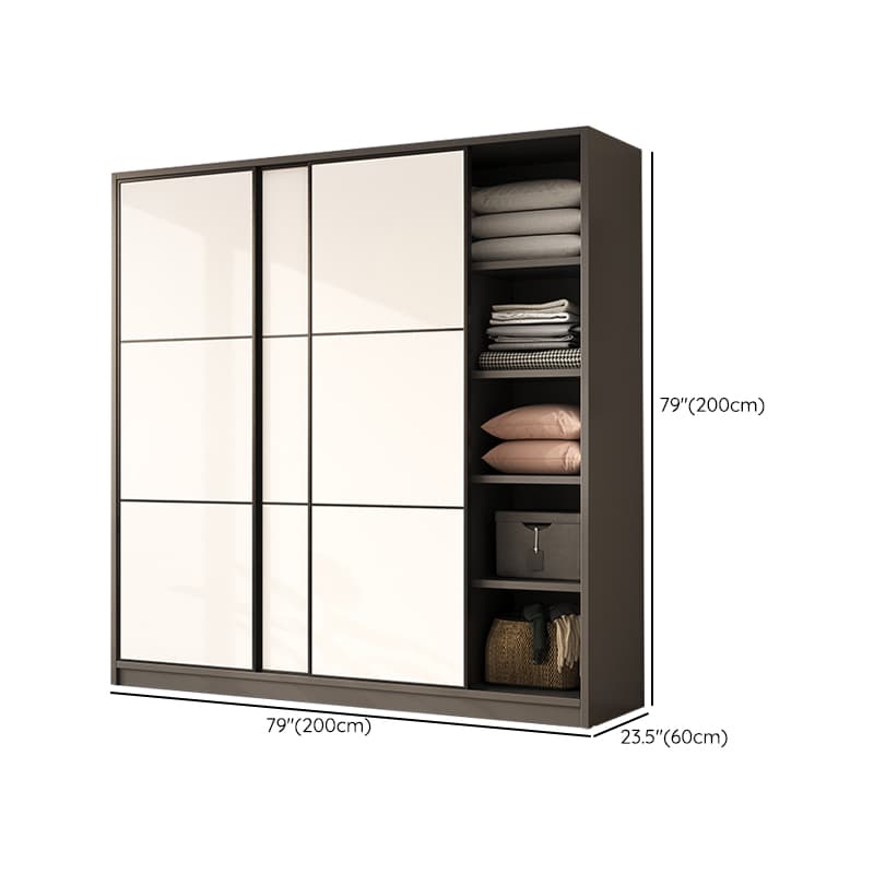 Detached Timber Gray Wardrobe Armoire with Soft Close Door, Interior Shelves and Hanging Rod, Soft Close Drawer Included/Not Included thumbnail 11
