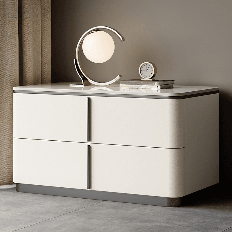 Modish Drawer Storage Bedside Table with 2 Drawers and Sintered Stone Countertop thumbnail 10