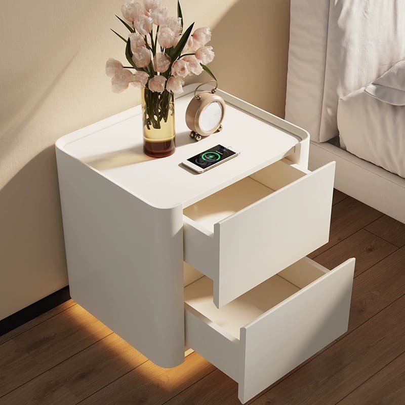 Modern Stylish Wood Nightstand Drawer Storage Petite Under 23 Inches Tall for Elegant Bedroom Decor thumbnail 5