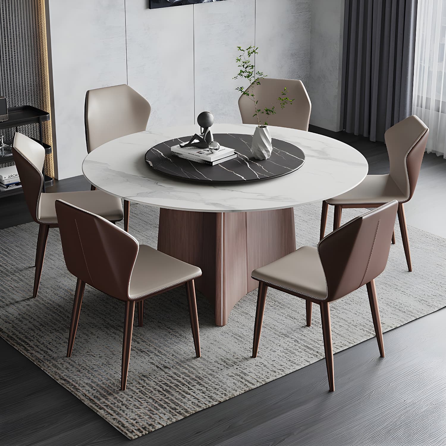 Modern Dining Table Set 1/3/4/7 Pieces with Metal Base Kitchen Furniture Set thumbnail 3