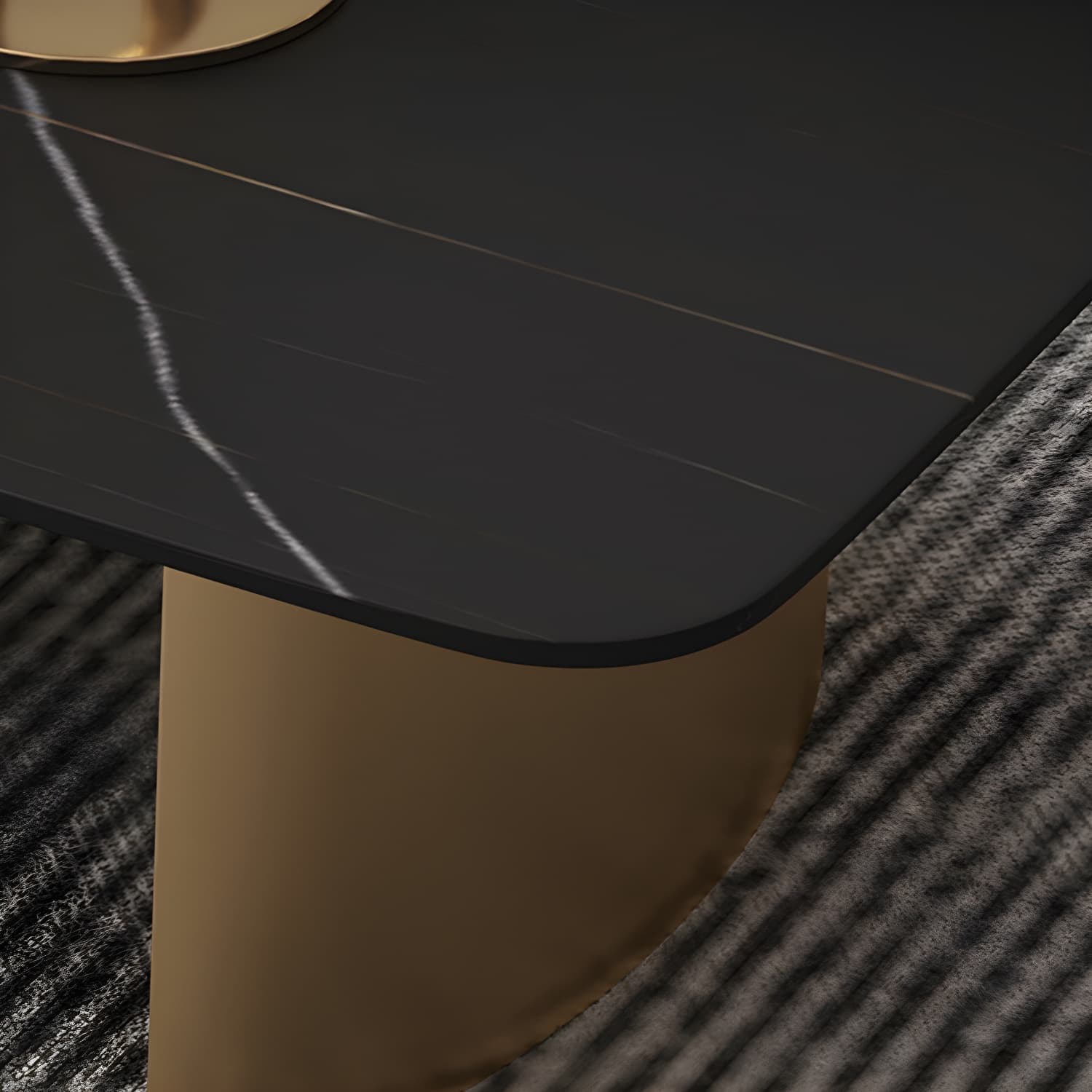 Glam 15.7" H Rectangle Slate Coffee Table Steel 2 Legs Cocktail Table thumbnail 7