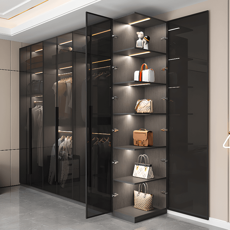 Midnight Black Unattached Lumber Armoire Cabinet with Soft Close Door, Interior Shelves, Clothing Rod and Soft Close Drawer thumbnail 5